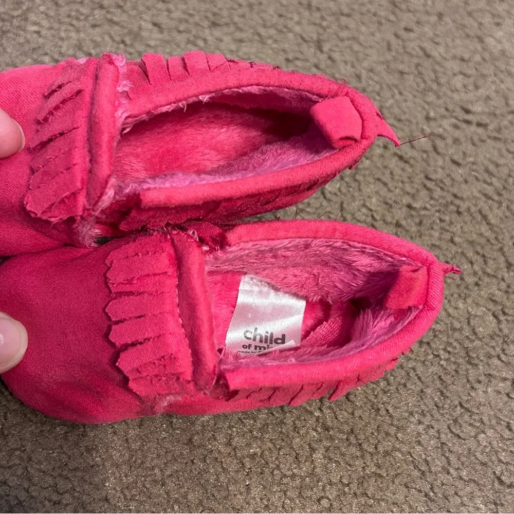 Pink Moccasins 0-3 Months Child of Mine Fur Lined Soft